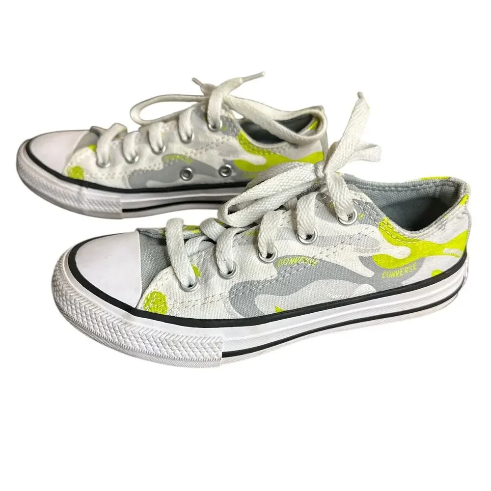 Converse Chuck Taylor All Star 13 Low Top OX Neon Green/White‎ Camo Youth Shoes